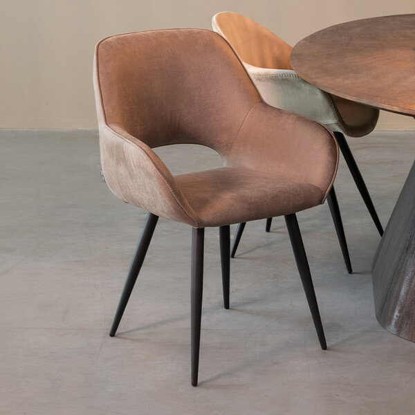 Stoel Fer | Taupe | Micro Suede | Zwart Metalen Frame | 2 stuks
