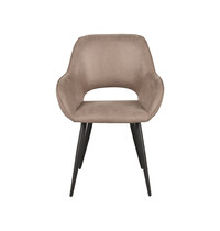 LABEL51 Stoel Fer | Taupe | Micro Suede | Zwart Metalen Frame | 2 stuks 