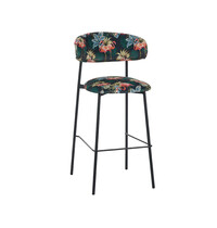 LABEL51 Barkruk Ferry | Printed Flamingo | Fluweel | Hoog 