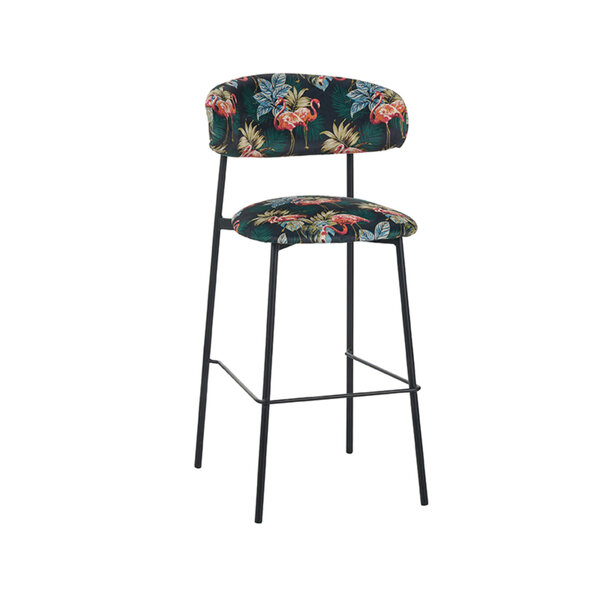 Barkruk Ferry | Printed Flamingo | Fluweel | Hoog