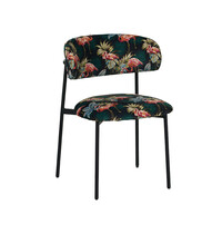 LABEL51 Stoel Ferry | Printed Flamingo | Fluweel | Zwart Metalen Frame | 2 stuks 