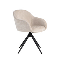 LABEL51 Stoel Fiby | Naturel | Elite | Zwart Metalen Frame | 2 stuks