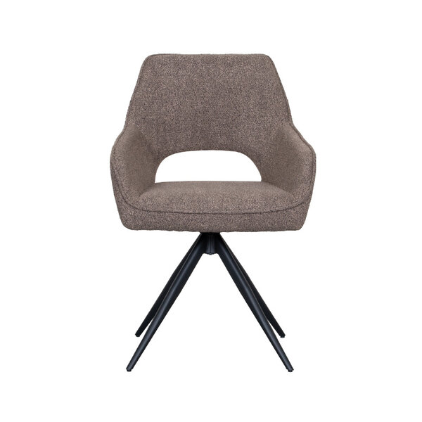 Stoel Finley | Bruin | Boucle | Zwart Metalen Frame | 2 stuks