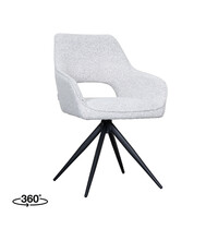 LABEL51 Stoel Finley | Champagne | Boucle | Zwart Metalen Frame | 2 stuks