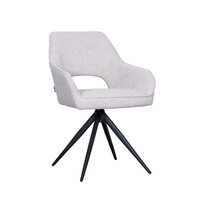 LABEL51 Stoel Finley | Naturel | Boucle | Zwart Metalen Frame | 2 stuks