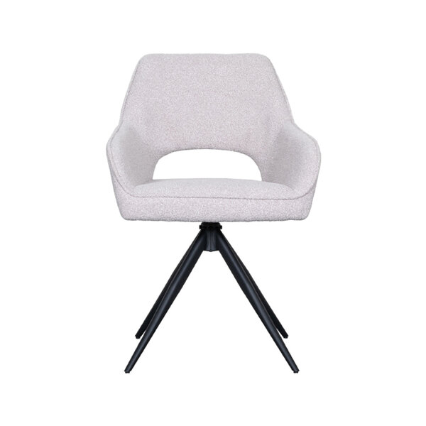 Stoel Finley | Naturel | Boucle | Zwart Metalen Frame | 2 stuks