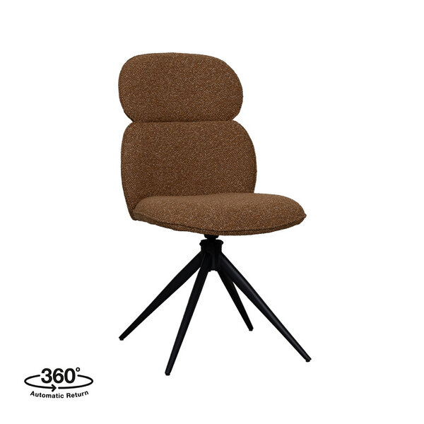 Stoel Finn | Coral | Royal Boucle | Zwart Metalen Frame | 2 stuks