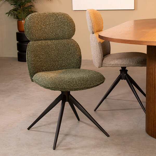 Stoel Finn | Forest | Royal Boucle | Zwart Metalen Frame | 2 stuks