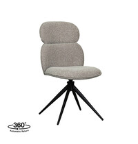 LABEL51 Stoel Finn | Mushroom | Royal Boucle | Zwart Metalen Frame | 2 stuks