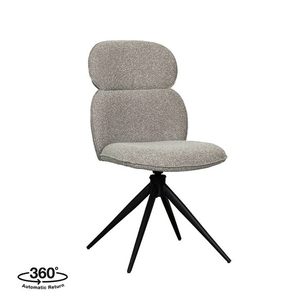 Stoel Finn | Mushroom | Royal Boucle | Zwart Metalen Frame | 2 stuks