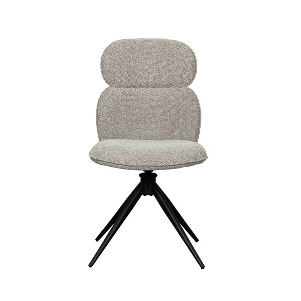 Stoel Finn | Mushroom | Royal Boucle | Zwart Metalen Frame | 2 stuks