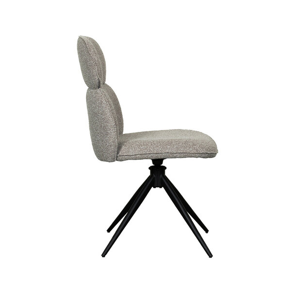 Stoel Finn | Mushroom | Royal Boucle | Zwart Metalen Frame | 2 stuks