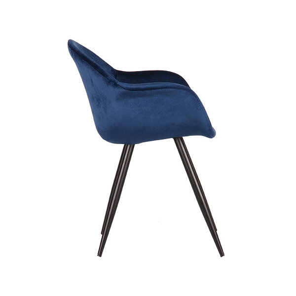 Stoel Forli | Blauw | Fluweel | Zwart Metalen Frame | 2 stuks
