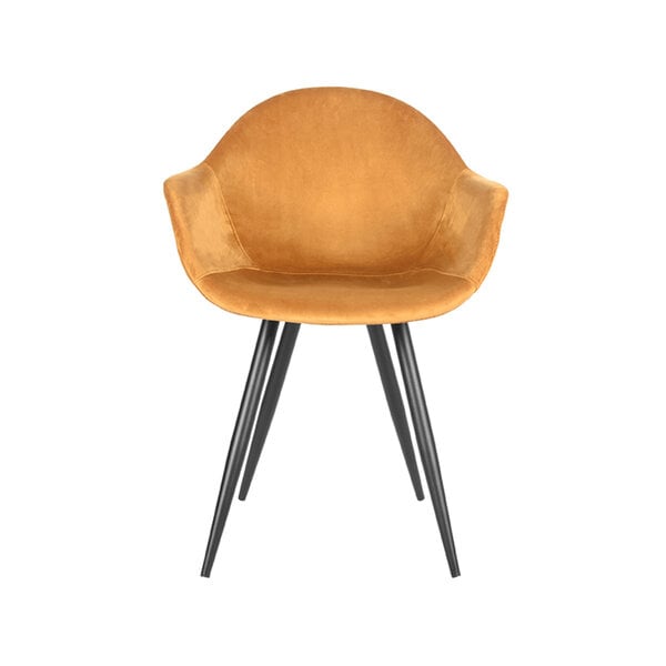 Stoel Forli | Oker | Fluweel | Zwart Metalen Frame | 2 stuks