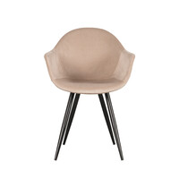 LABEL51 Stoel Forli | Zand | Fluweel | Zwart Metalen Frame | 2 stuks