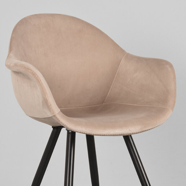 Stoel Forli | Zand | Fluweel | Zwart Metalen Frame | 2 stuks