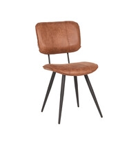 LABEL51 Stoel Fos | Cognac | Leder | Zwart Metalen Frame | 2 stuks