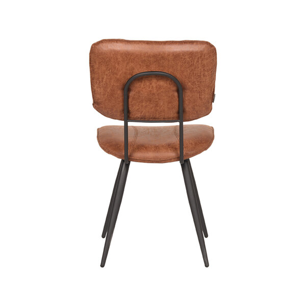 Stoel Fos | Cognac | Leder | Zwart Metalen Frame | 2 stuks