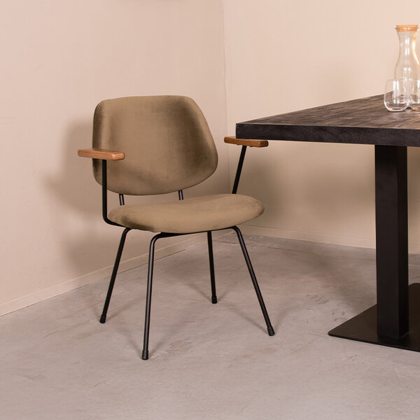 Stoel Gastron | Hunter | Fluweel | Zwart Metalen Frame | 2 stuks