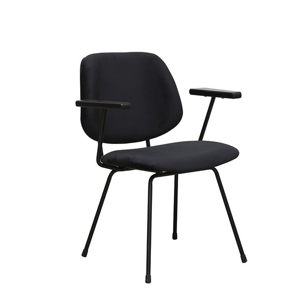 Stoel Gastron | Zwart | Fluweel | Zwart Metalen Frame | 2 stuks