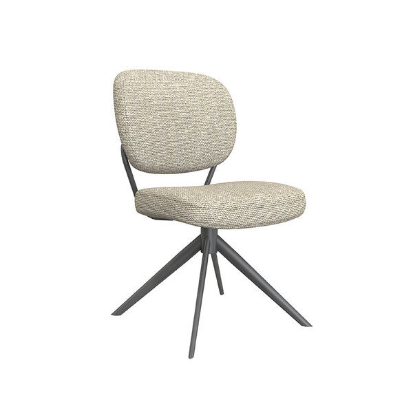 Stoel Geneva | Naturel | Royal Boucle | Zwart Metalen Frame | 2 stuks