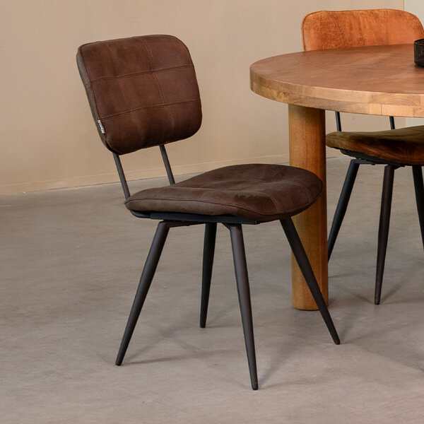 Stoel Gus | Antraciet | Microvezel | Zwart Metalen Frame | 2 stuks