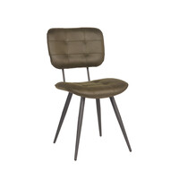 LABEL51 Stoel Gus | Army | Microvezel | Zwart Metalen Frame | 2 stuks 
