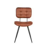 LABEL51 Stoel Gus | Cognac | Microvezel | Zwart Metalen Frame | 2 stuks