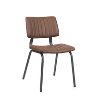 LABEL51 Stoel Gusto | Bruin | Kunstleder | Zwart Metalen Frame | 2 stuks