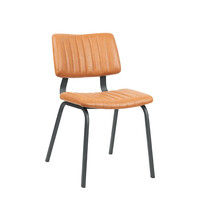 LABEL51 Stoel Gusto | Cognac | Kunstleder | Zwart Metalen Frame | 2 stuks 