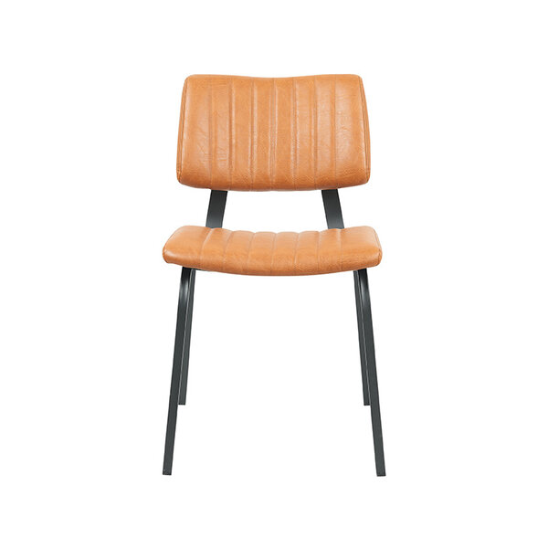 Stoel Gusto | Cognac | Kunstleder | Zwart Metalen Frame | 2 stuks