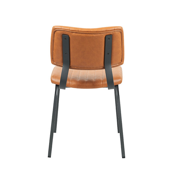 Stoel Gusto | Cognac | Kunstleder | Zwart Metalen Frame | 2 stuks