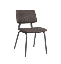 LABEL51 Stoel Gusto | Donkerbruin | Kunstleder | Zwart Metalen Frame | 2 stuks