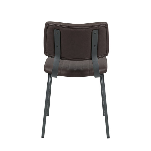Stoel Gusto | Donkerbruin | Kunstleder | Zwart Metalen Frame | 2 stuks