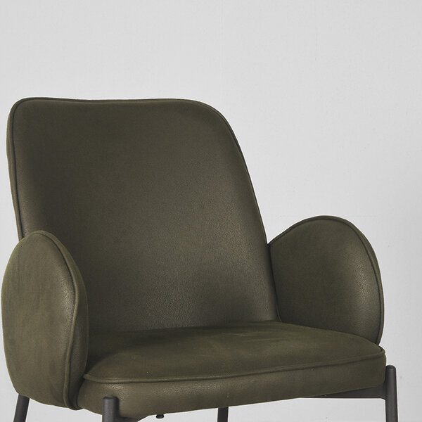 Stoel Jari | Army | Microvezel | Zwart Metalen Frame | 2 stuks