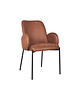 LABEL51 Stoel Jari | Cognac | Microvezel | Zwart Metalen Frame | 2 stuks 