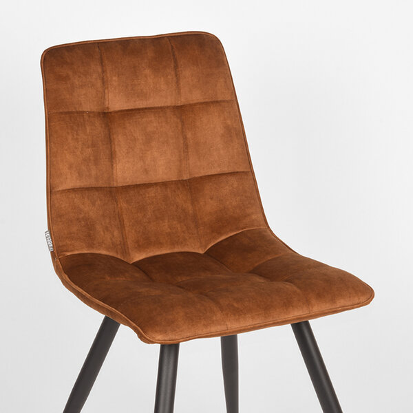Stoel Jelt | Oker | Velours | Zwart Metalen Frame | 4 stuks