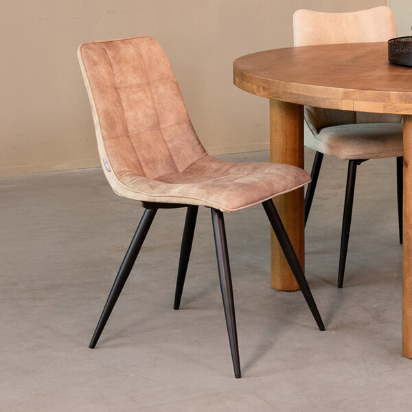 Stoel Jelt | Zand | Velours | Zwart Metalen Frame | 4 stuks