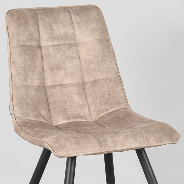 Stoel Jelt | Zand | Velours | Zwart Metalen Frame | 4 stuks