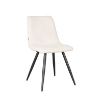 LABEL51 Stoel Jep | Ivoor | Teddy | Zwart Metalen Frame | 2 stuks