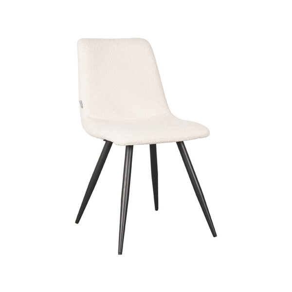 Stoel Jep | Ivoor | Teddy | Zwart Metalen Frame | 2 stuks