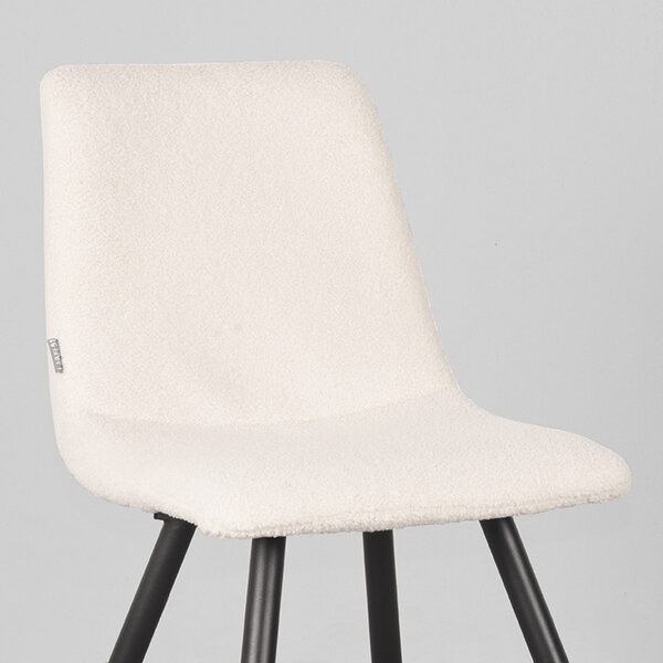 Stoel Jep | Ivoor | Teddy | Zwart Metalen Frame | 2 stuks