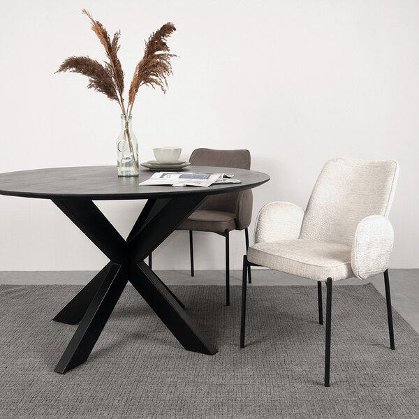 Stoel Joni | Crème | Elegance | Zwart Metalen Frame | 2 stuks