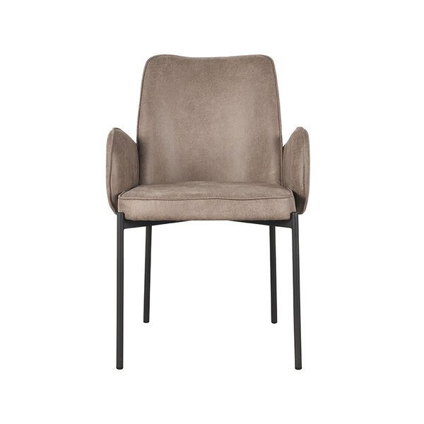 Stoel Joni | Taupe | Micro Suede | Zwart Metalen Frame | 2 stuks