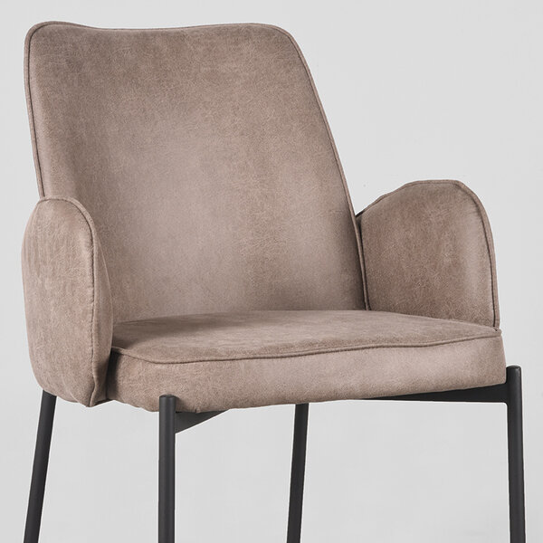 Stoel Joni | Taupe | Micro Suede | Zwart Metalen Frame | 2 stuks