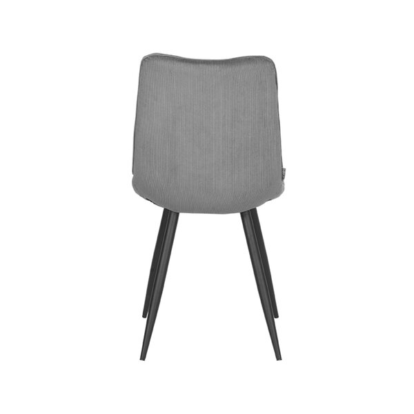 Stoel Jort | Donkergrijs | Ribcord | Zwart Metalen Frame | 2 stuks