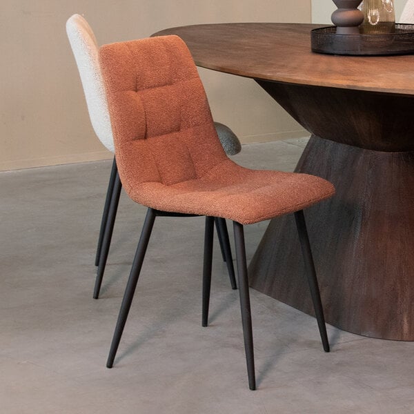 Stoel Juul | Terra | Boucle | Zwart Metalen Frame | 4 stuks