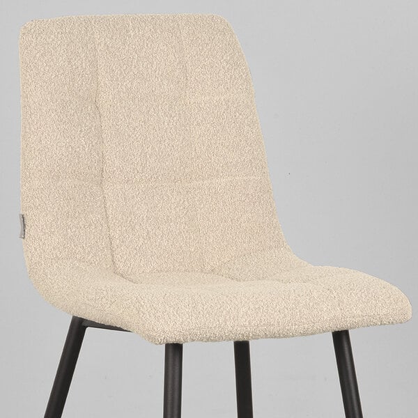 Stoel Juul | Zand | Boucle | Zwart Metalen Frame | 4 stuks