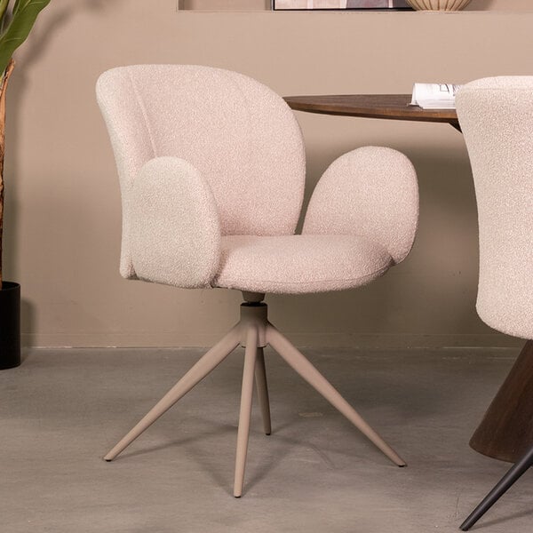 Stoel Kimball | Naturel | Boucle | Taupe Metalen Frame | 2 stuks