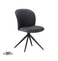 LABEL51 Stoel Kimo | Antraciet | Cosmo | Zwart Metalen Frame | 2 stuks